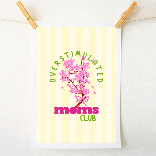 Overstimulated Moms Club with Sakura Bouquet - A1 - A4 art print by EZbie