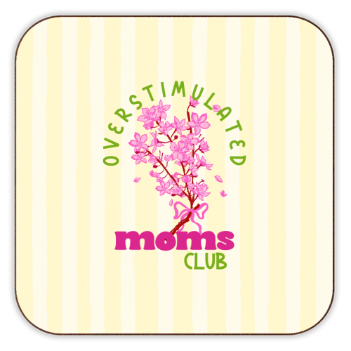 Overstimulated Moms Club with Sakura Bouquet - personalised beer coaster by EZbie