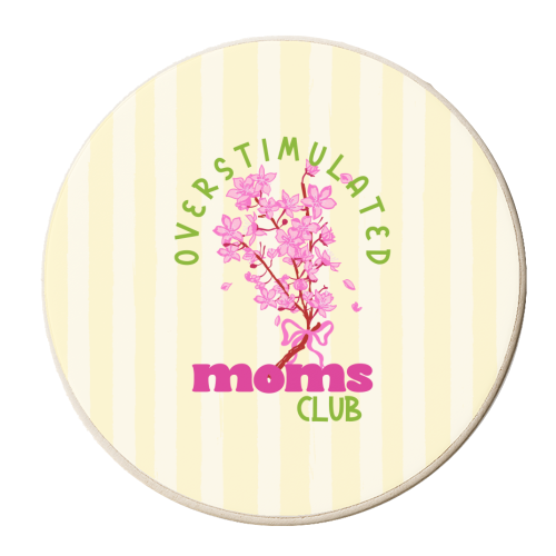 Overstimulated Moms Club with Sakura Bouquet - personalised beer coaster by EZbie