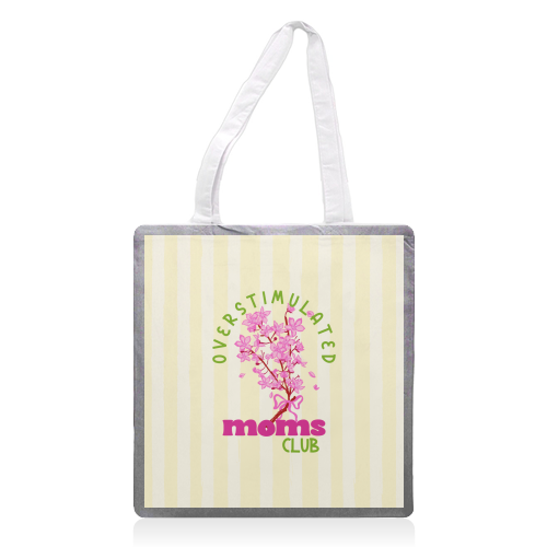 Overstimulated Moms Club with Sakura Bouquet - printed canvas tote bag by EZbie