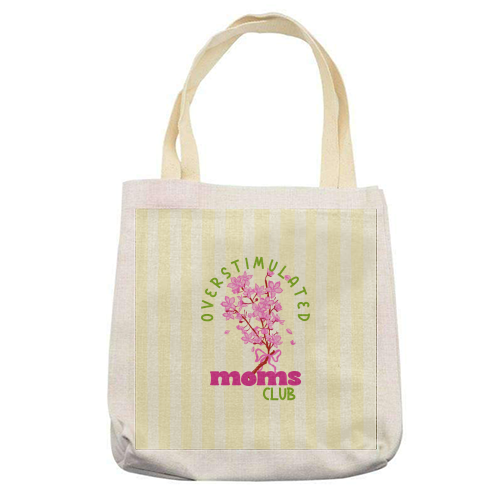 Overstimulated Moms Club with Sakura Bouquet - printed canvas tote bag by EZbie