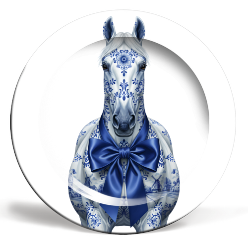 Delft Elegant Horse - ceramic dinner plate by haris kavalla