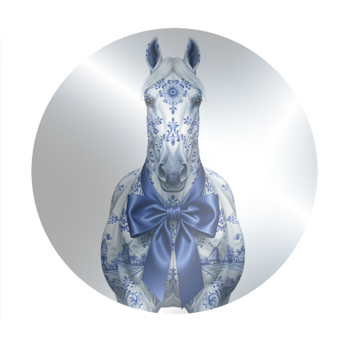 Delft Elegant Horse - Circle Sticker by haris kavalla