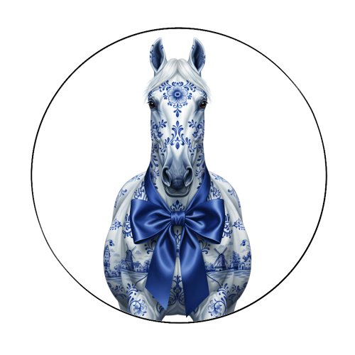 Delft Elegant Horse - Circle Sticker by haris kavalla