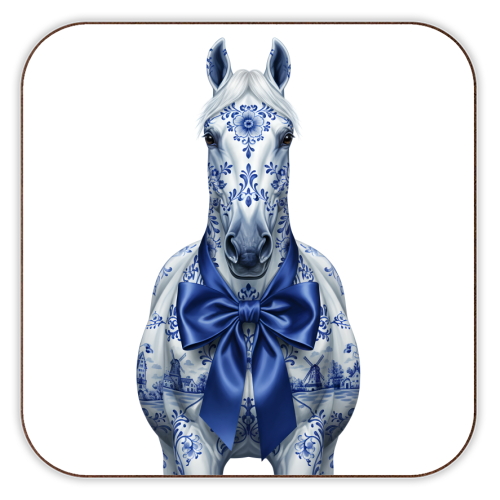 Delft Elegant Horse - personalised beer coaster by haris kavalla