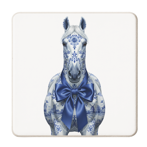 Delft Elegant Horse - personalised beer coaster by haris kavalla