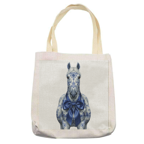 Delft Elegant Horse - printed canvas tote bag by haris kavalla
