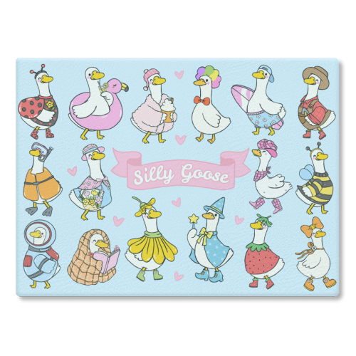 Silly Goose Outfits - glass chopping board by Lilly Rose