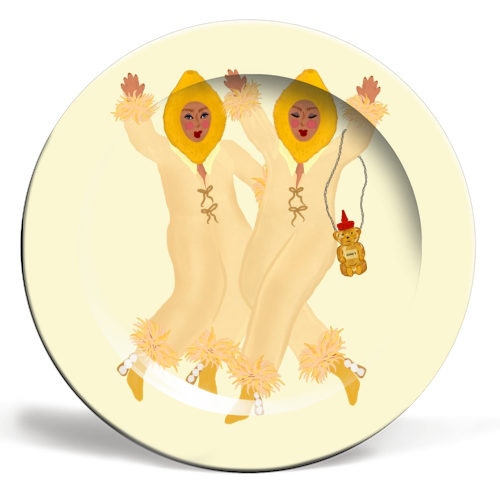 Honey And Lemon Ladies - ceramic dinner plate by Steph Pryor