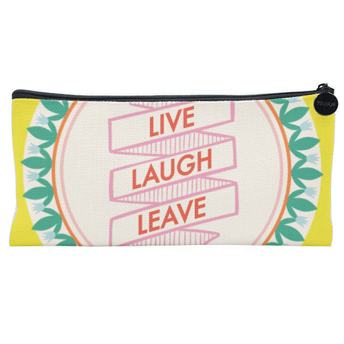 Pattern Series Live Laugh Leave Design - flat pencil case by AbiGoLucky