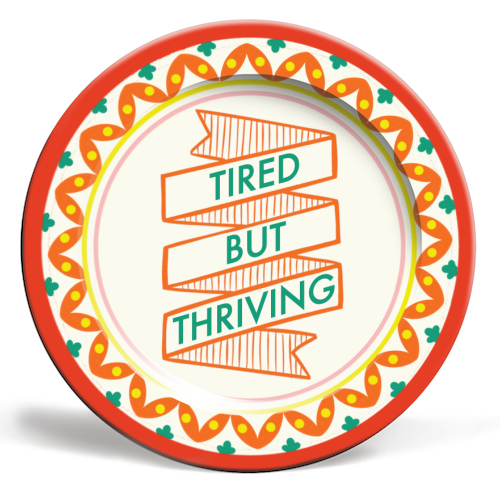 Pattern Series Tired but Thriving Design - ceramic dinner plate by AbiGoLucky