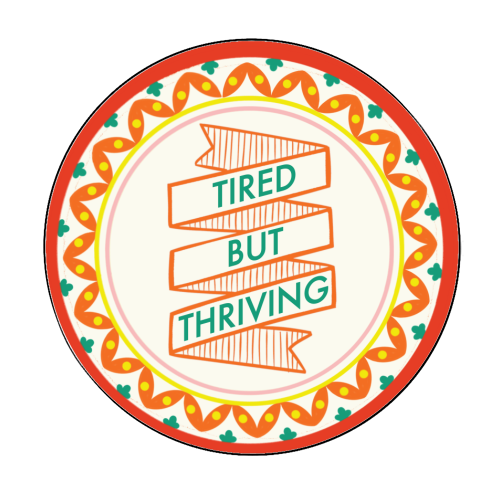 Pattern Series Tired but Thriving Design - Circle Sticker by AbiGoLucky