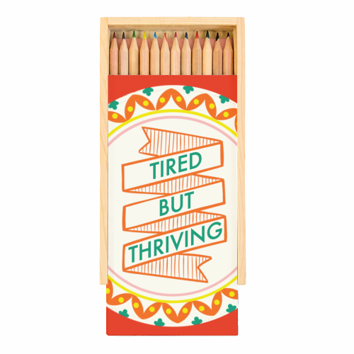 Pattern Series Tired but Thriving Design - Coloured Pencils with Box by AbiGoLucky