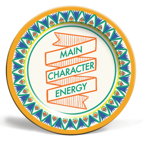 Pattern Series Main Character Energy Design - ceramic dinner plate by AbiGoLucky