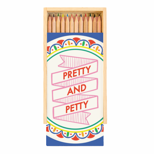 Pattern Series Pretty and Petty Design - Coloured Pencils with Box by AbiGoLucky