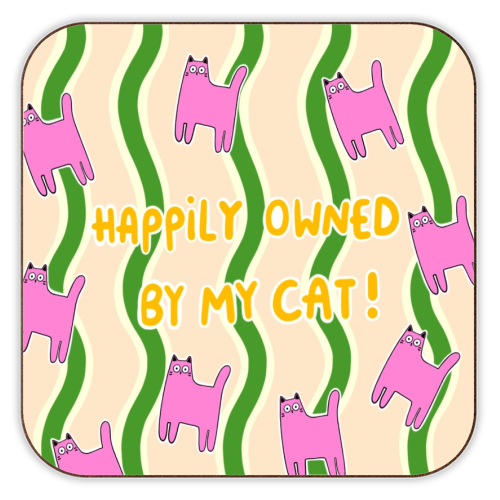 Owned By The Cat - personalised beer coaster by The Paper Tail