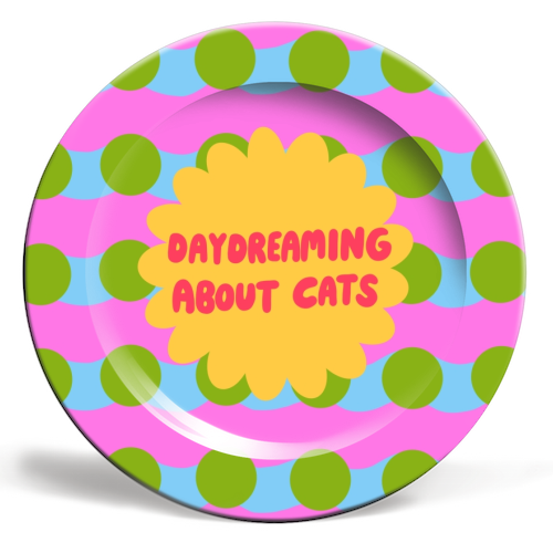 Daydreaming About Cats - ceramic dinner plate by The Paper Tail