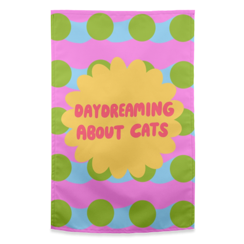Daydreaming About Cats - funny tea towel by The Paper Tail