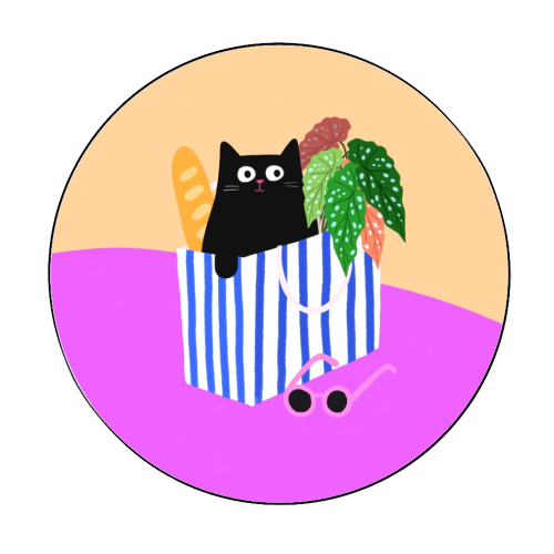 Shopping Cat - Circle Sticker by The Paper Tail