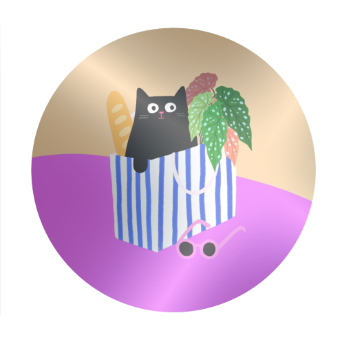 Shopping Cat - Circle Sticker by The Paper Tail