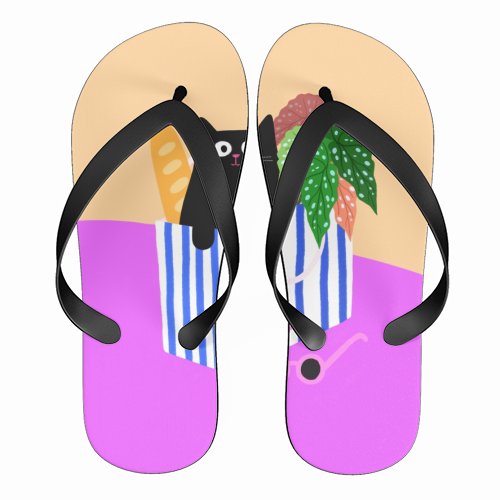Shopping Cat - funny flip flops by The Paper Tail