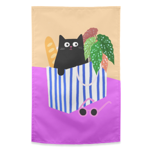 Shopping Cat - funny tea towel by The Paper Tail