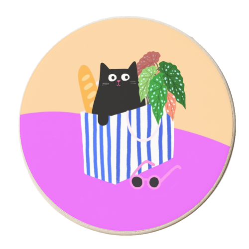 Shopping Cat - personalised beer coaster by The Paper Tail
