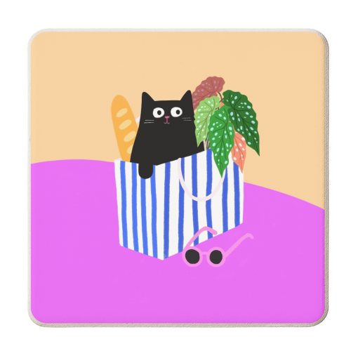 Shopping Cat - personalised beer coaster by The Paper Tail