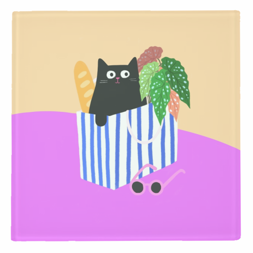 Shopping Cat - personalised beer coaster by The Paper Tail