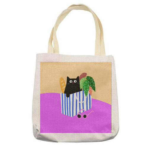 Shopping Cat - printed canvas tote bag by The Paper Tail