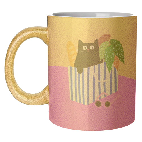 Shopping Cat - unique mug by The Paper Tail