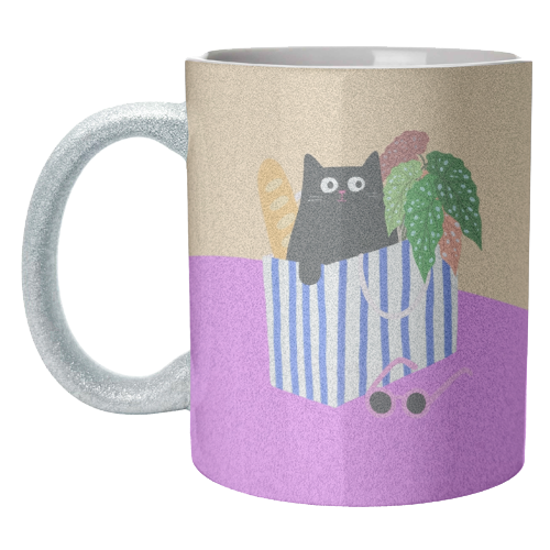 Shopping Cat - unique mug by The Paper Tail