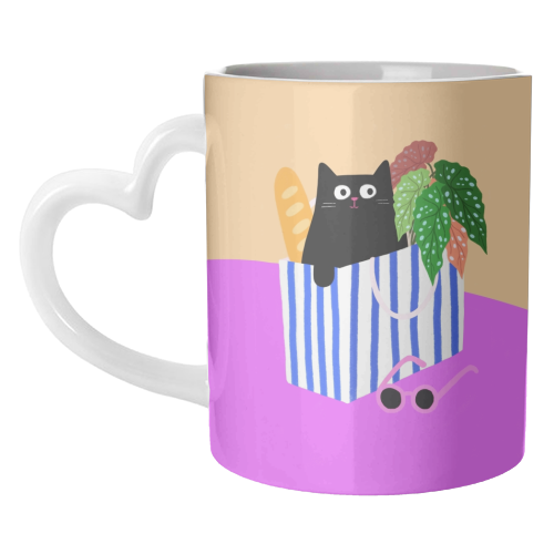 Shopping Cat - unique mug by The Paper Tail