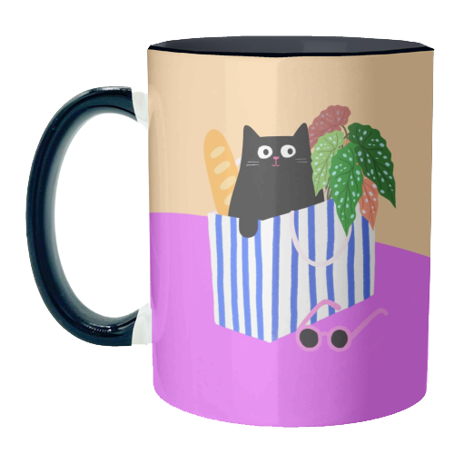 Shopping Cat - unique mug by The Paper Tail