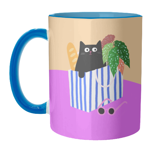 Shopping Cat - unique mug by The Paper Tail