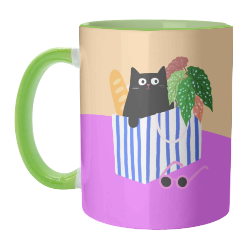 Shopping Cat - unique mug by The Paper Tail