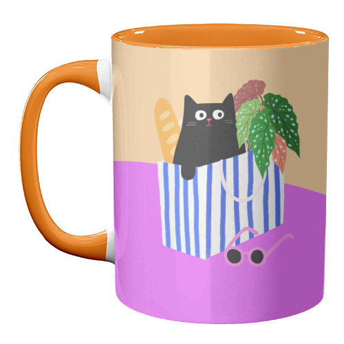 Shopping Cat - unique mug by The Paper Tail
