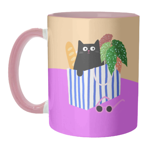 Shopping Cat - unique mug by The Paper Tail