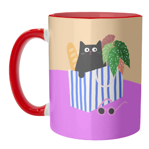 Shopping Cat - unique mug by The Paper Tail