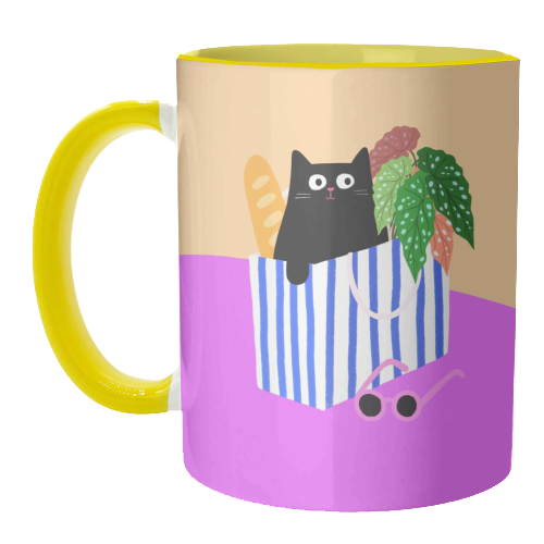 Shopping Cat - unique mug by The Paper Tail