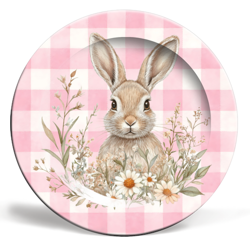 Blush Meadow Bunny - ceramic dinner plate by haris kavalla