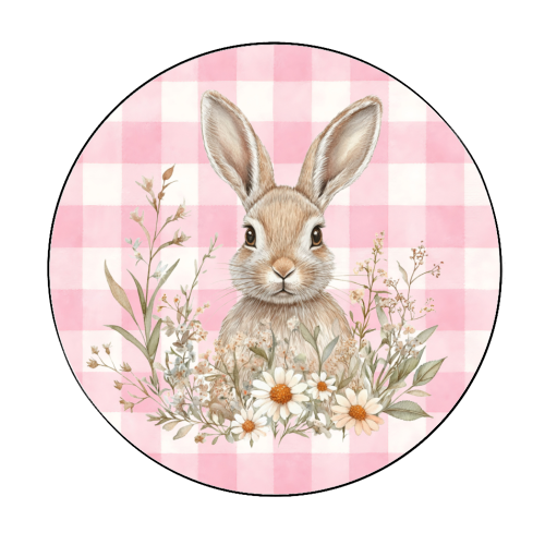 Blush Meadow Bunny - Circle Sticker by haris kavalla