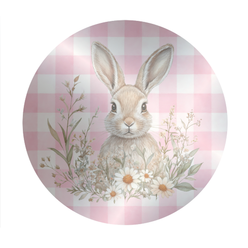 Blush Meadow Bunny - Circle Sticker by haris kavalla