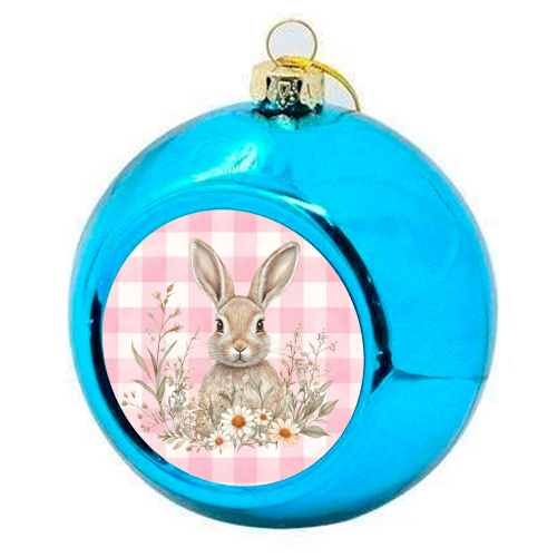 Blush Meadow Bunny - colourful christmas bauble by haris kavalla