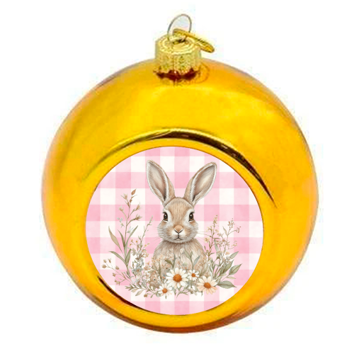 Blush Meadow Bunny - colourful christmas bauble by haris kavalla
