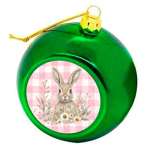 Blush Meadow Bunny - colourful christmas bauble by haris kavalla
