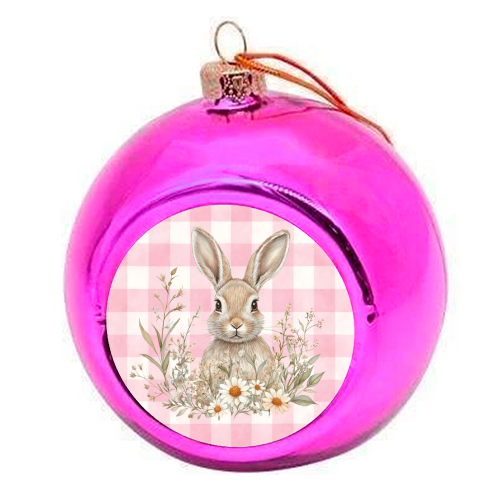 Blush Meadow Bunny - colourful christmas bauble by haris kavalla