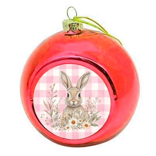 Blush Meadow Bunny - colourful christmas bauble by haris kavalla