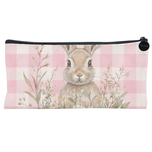 Blush Meadow Bunny - flat pencil case by haris kavalla