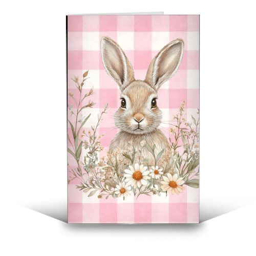 Blush Meadow Bunny - funny greeting card by haris kavalla